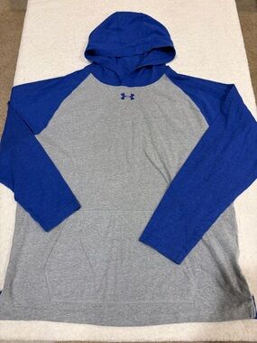 Under Armour Men’s Heather Gray Hoodie with Royal Blue Sleeves